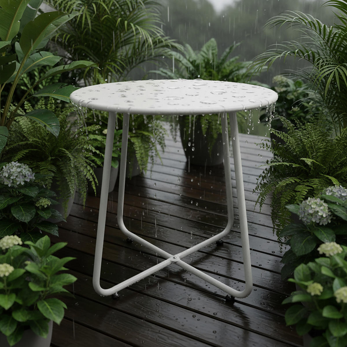 BEISTELLTISCH - Weiß, Metall (44/44/46cm) - Relaxdays