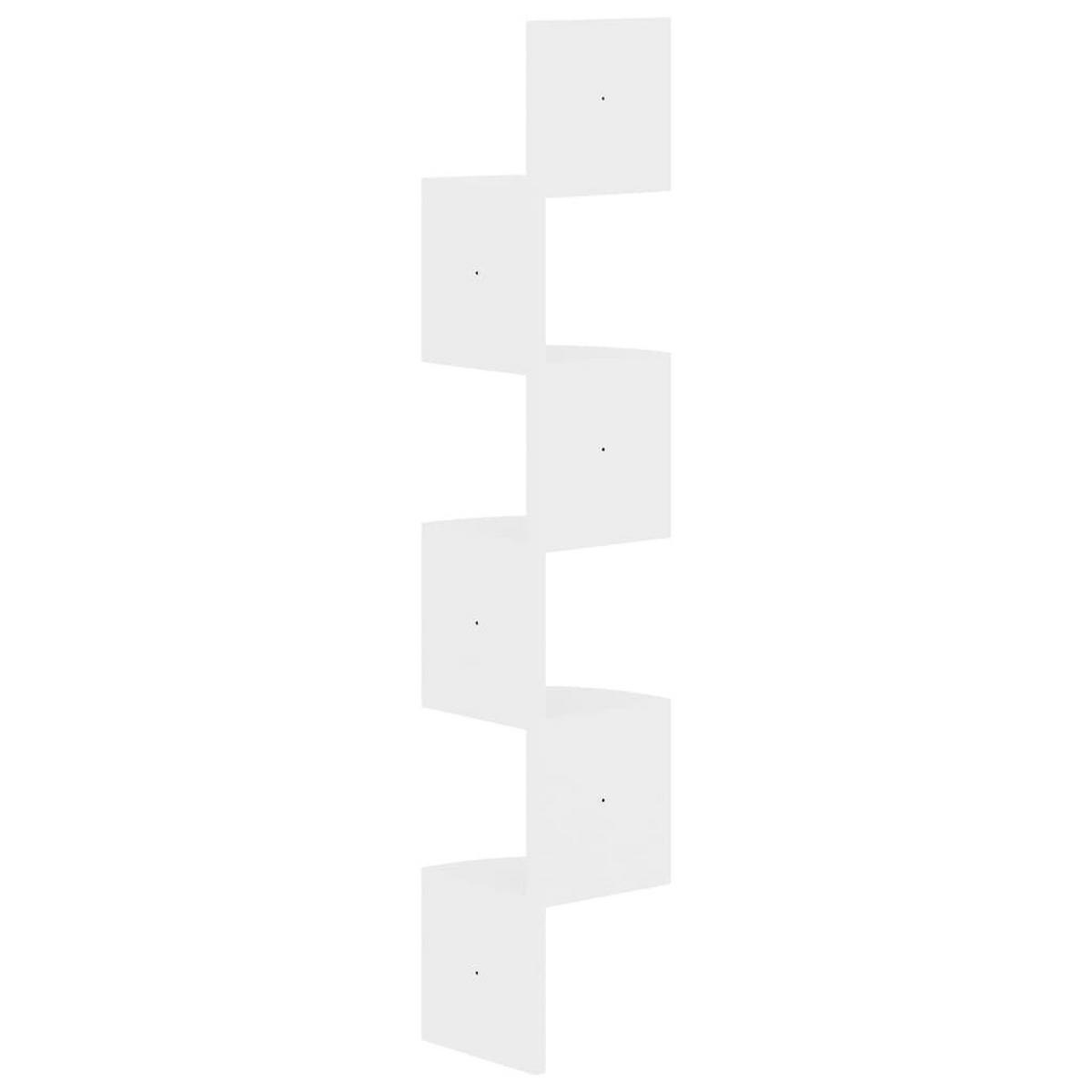WAND-ECKREGAL Hochglanz-Weiss 19/19/123 Cm Holzwerkstoff - Weiß, Holzwerkstoff (19/123/19cm) - vidaXL
