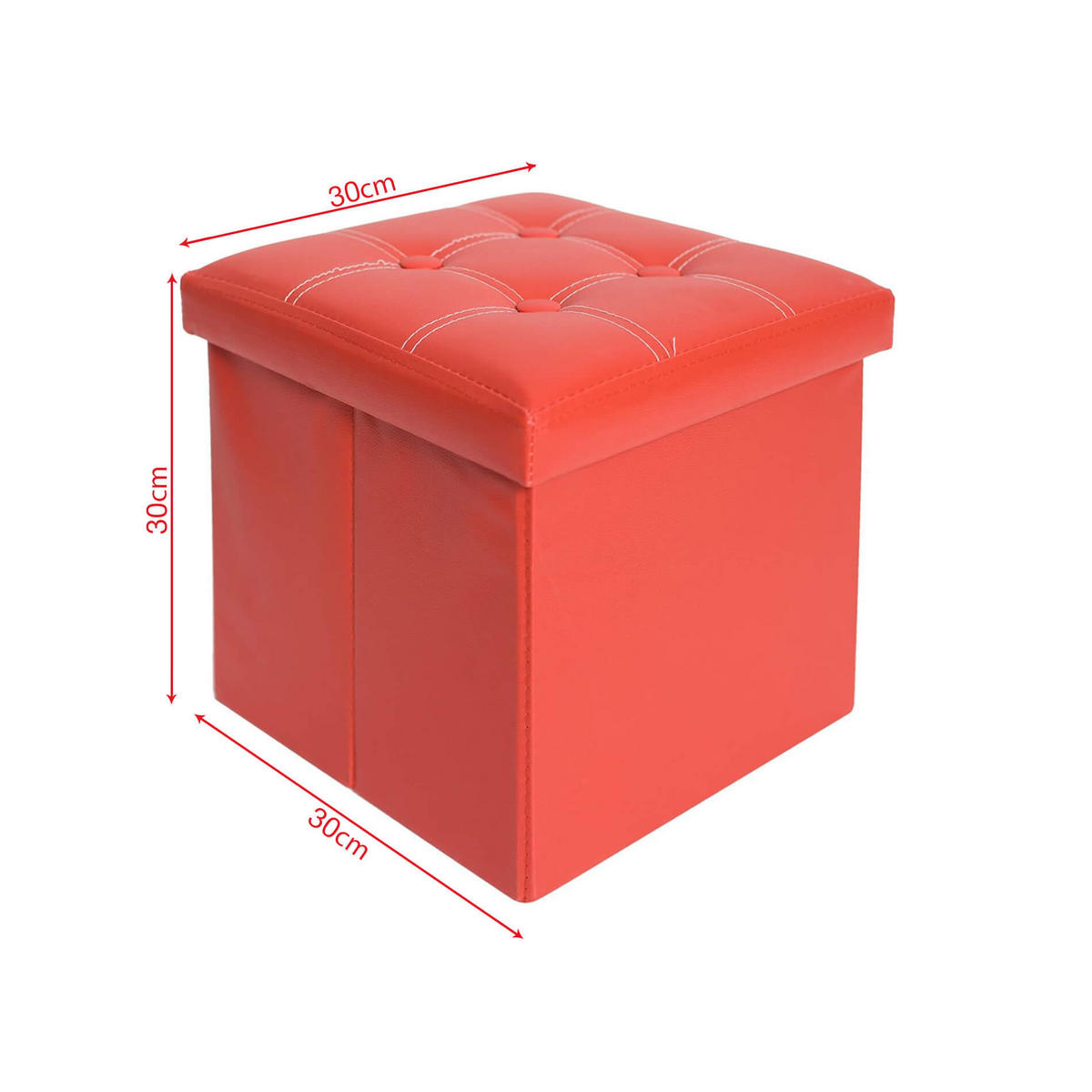FUSSHOCKER Rot 30/30/30 cm - Rot, Textil (30/30/30cm) - Mobili Rebecca