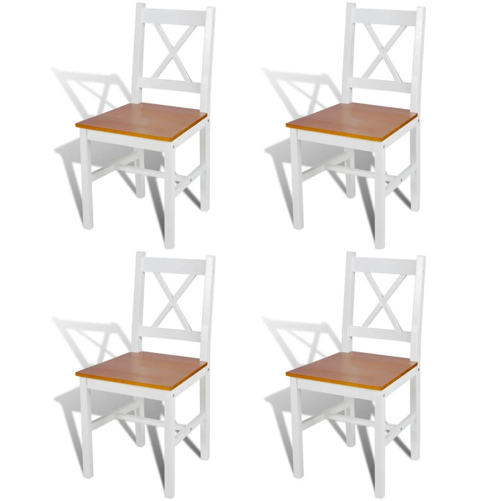 STUHL-SET 4Stk. 41.4*85.5*45.5 - Weiß/Kieferfarben, Holz (41.4/85.5/45.5cm) - ZMH