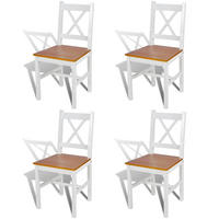 STUHL-SET 4Stk. 41.4*85.5*45.5 - Weiß/Kieferfarben, Holz (41.4/85.5/45.5cm) - ZMH