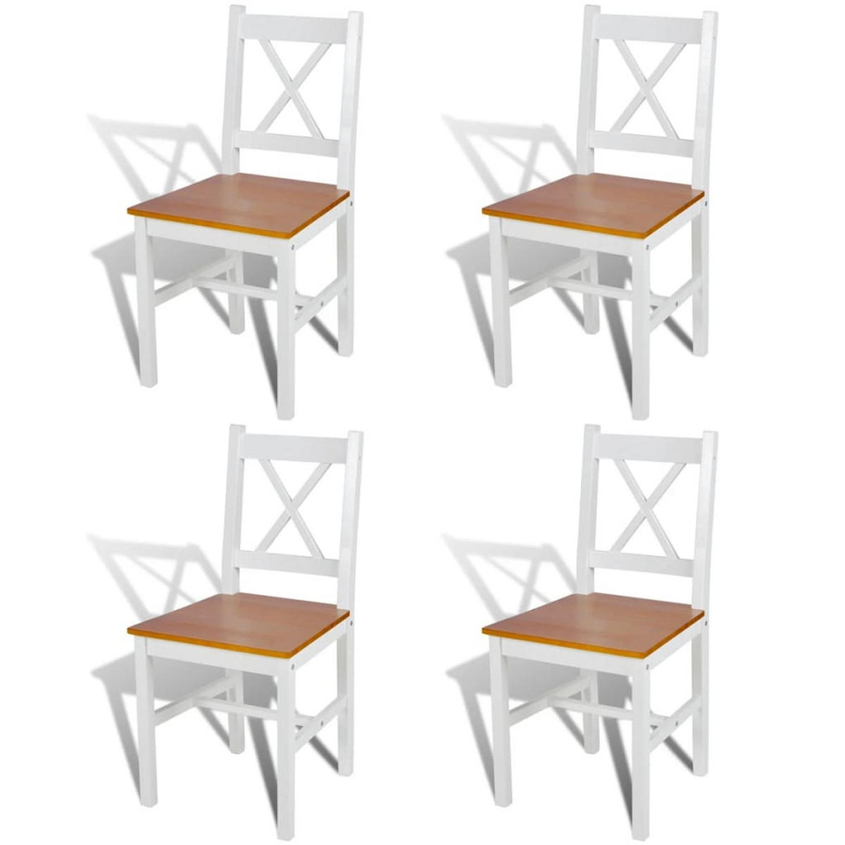 STUHL-SET 4Stk. 41.4*85.5*45.5 - Weiß/Kieferfarben, Holz (41.4/85.5/45.5cm) - ZMH