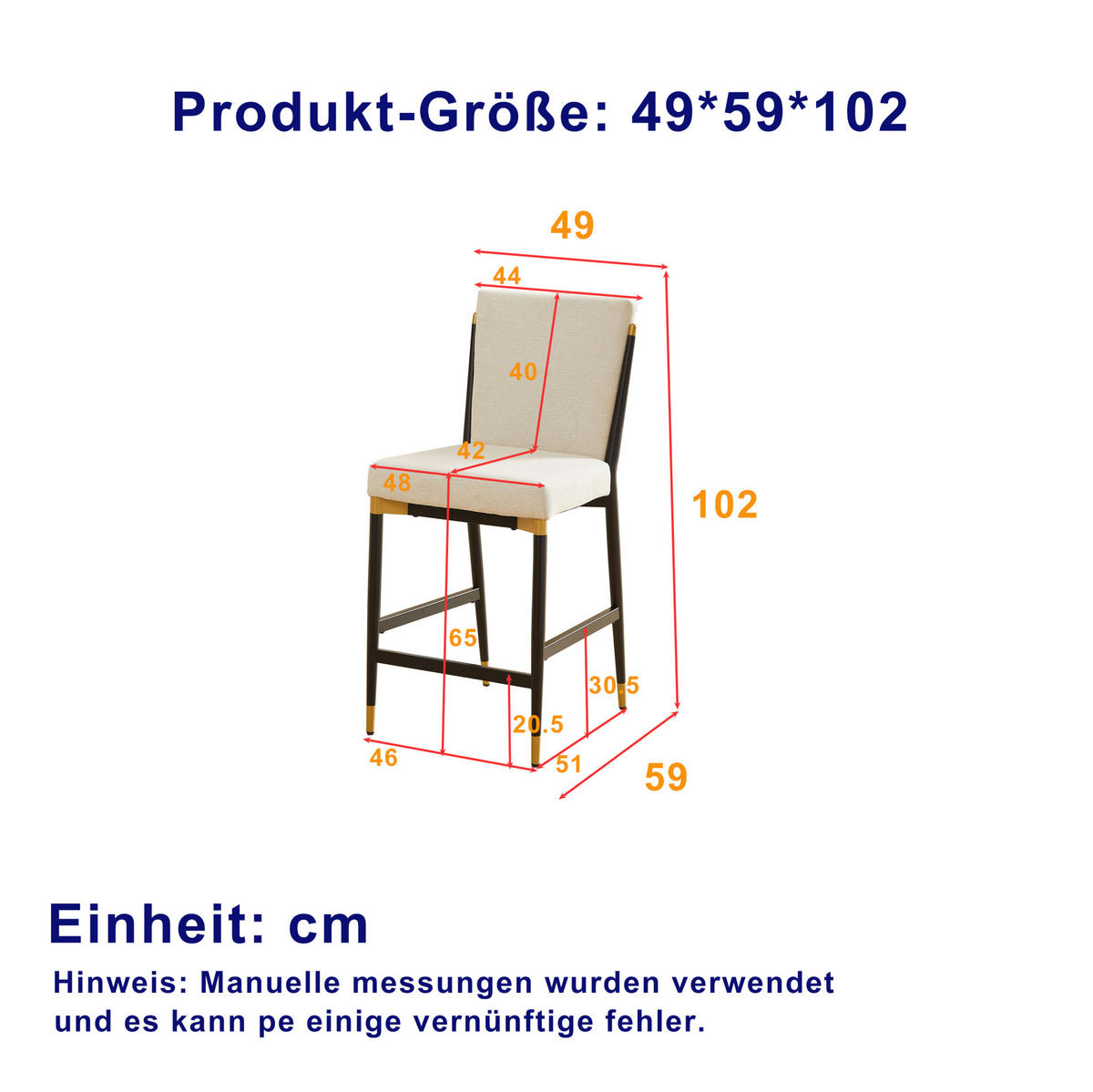 BARHOCKER 2er-Set Thekenhöhe skandinavisch Stoff Beige - Beige, Metall (49/102/59cm) - Meubliv