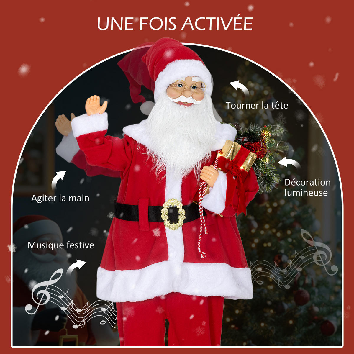 WEIHNACHTSMANNFIGUR Rot 27.0/53.0/120.0 cm - Rot, Textil (27/120/53cm)