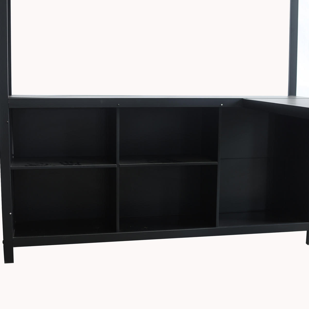 HOCHBETT aus Metall und Holz 140x200 cm in Schwarz mit Stauraum & Schrank - Schwarz, Metall (140/200cm) - Modfu