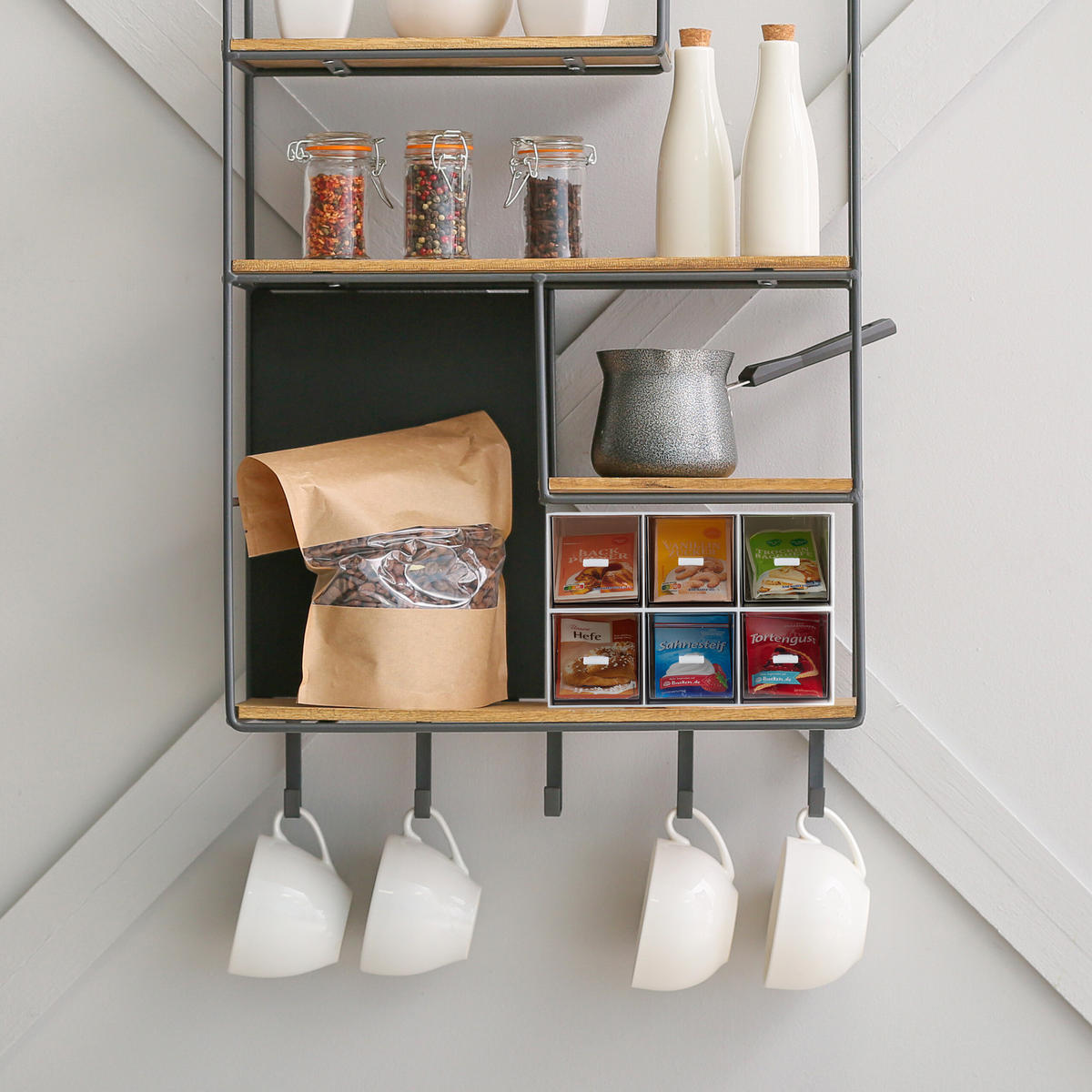 TEE-ORGANIZER - Multicolor, Kunststoff (23/8/17.5cm) - Relaxdays