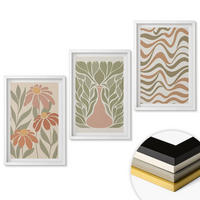 WANDBILDER 3er-Set - 40x60 cm Weißer Rahmen - Abstrakte Pastellblumen - Weiß, Kunststoff (40/60cm) - ArtPrintCave