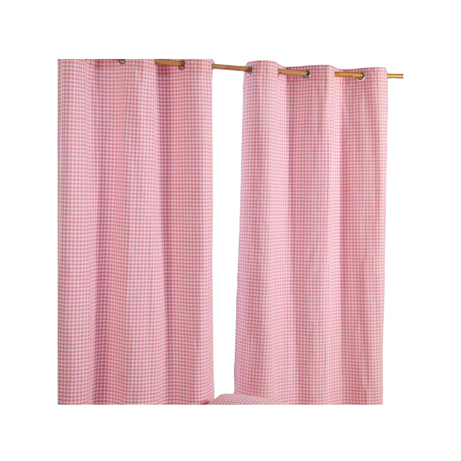 ÖSENVORHANG Vichy-Karo blickdicht 2er-Set, 137/228 cm - Rosa, Textil (137/228cm) - Homescapes