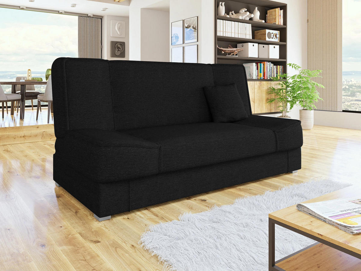 CANAPEA EXTENSIBILA Gabi - argintiu/negru, material plastic/material textil (175/80/80cm) - MIRJAN24