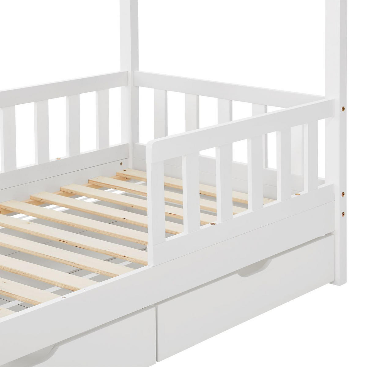 KINDERBETT Marli mit Matratze und Bettkasten weiß 90x200 cm - Weiß, Holz (90/200cm) - Juskys