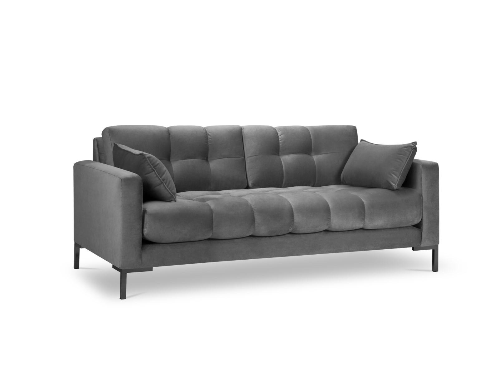 SOFA Mamaia aus Samt hellgrau 3 Sitzplätze - Hellgrau, Textil (92/75/177cm) - Micadoni