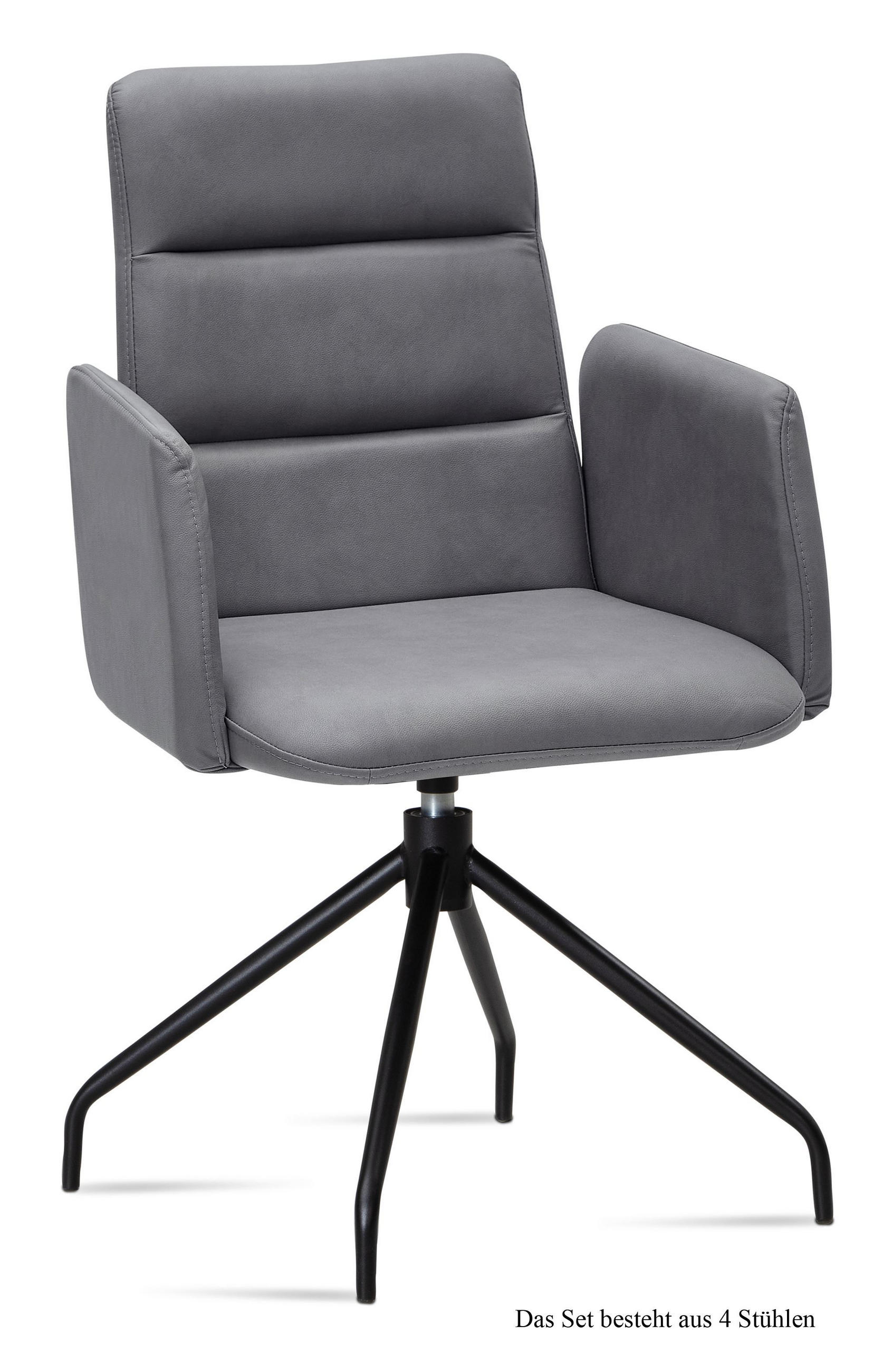 ARMLEHNSTUHL drehbar (4er-Set) Domona 52x92x60 Schwarz/Grau - Schwarz/Grau, Kunststoff (60/92/52cm) - 58aufmkessel