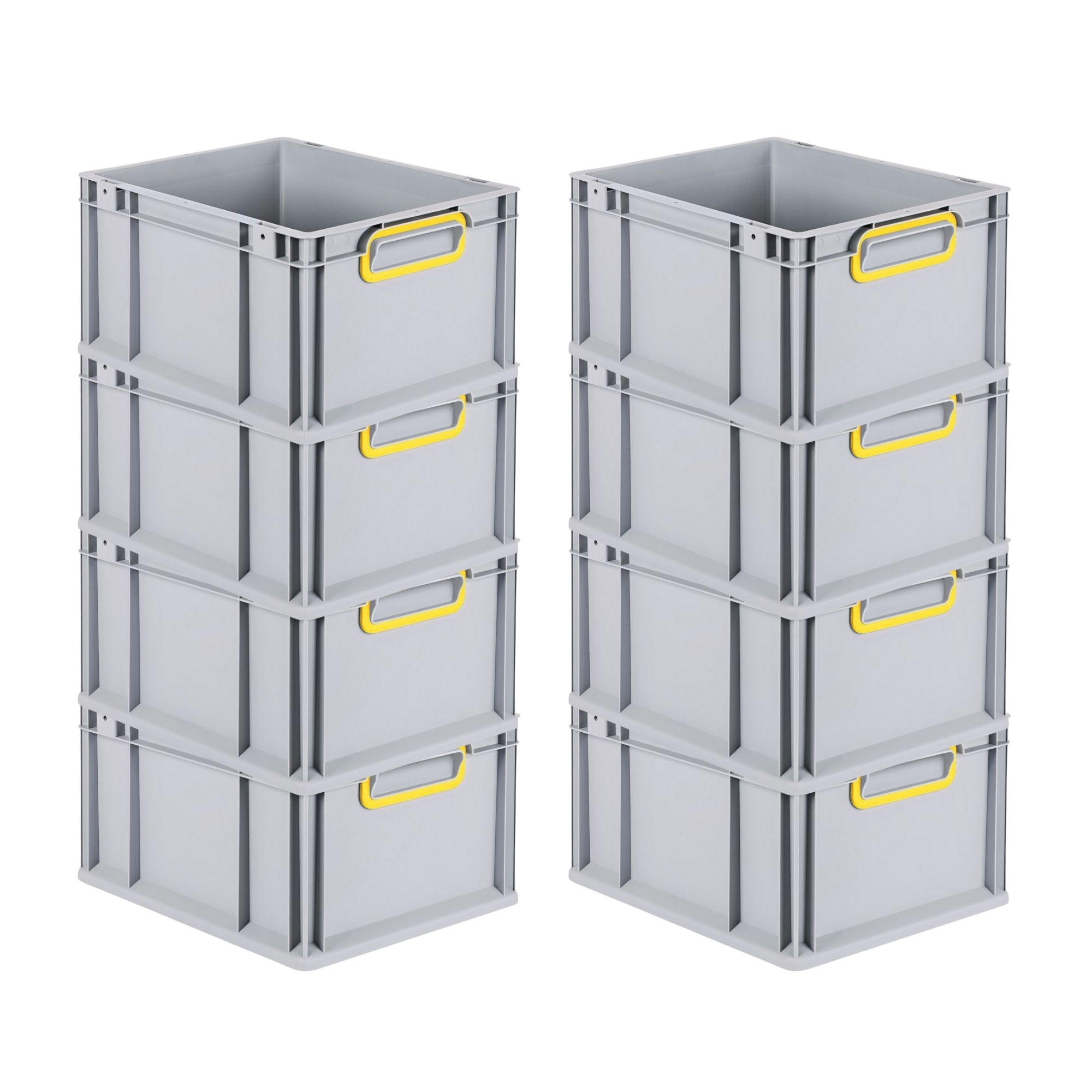 EUROBOX 8x Nextgen Color 22x30x40cm 20 Liter Griffe Gelb Geschlossen - Gelb, Kunststoff (30/22/40cm) - PROREGAL