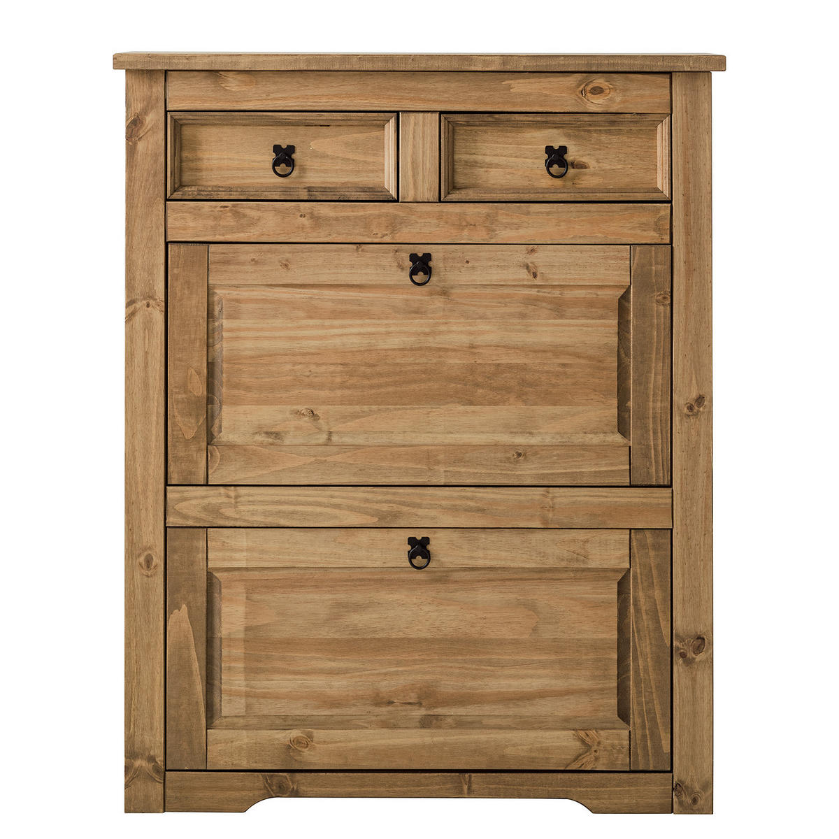 SCHUHKIPPER - Kiefer massiv - Schwarz/Kieferfarben, Holz/Metall (99/123/32cm) - home24