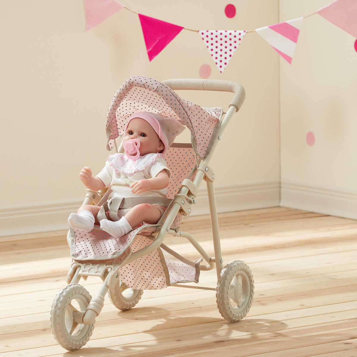 PUPPENWAGEN, Rosa, 54cm - Pink, Holzwerkstoff (33/54/61cm) - Teamson Kids