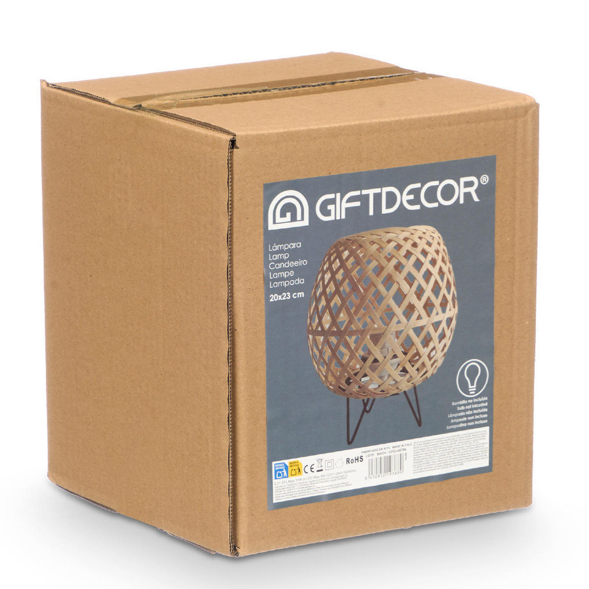 TISCHLAMPE Bambus gewebt Oval 20/23 cm - Beige, Naturmaterialien (20/20/23cm) - Giftdecor