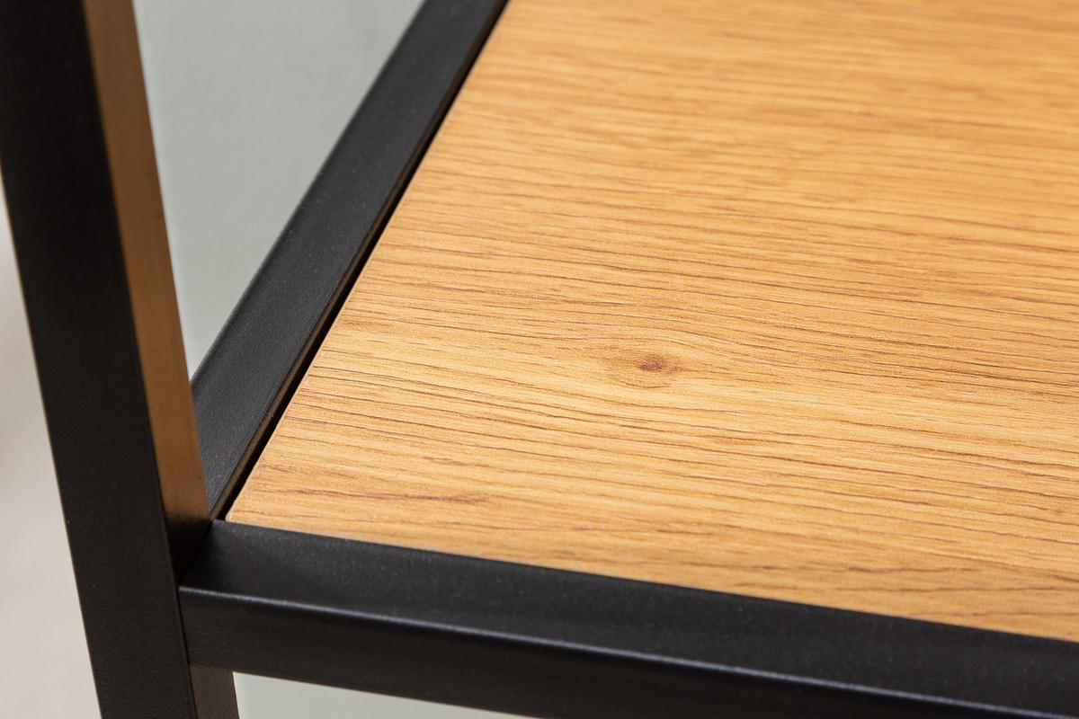 WANDREGAL SLIM LINE Schichtholz Natur 90 cm - Schwarz/Braun, Holzwerkstoff/Metall (75/91/20cm) - riess-ambiente