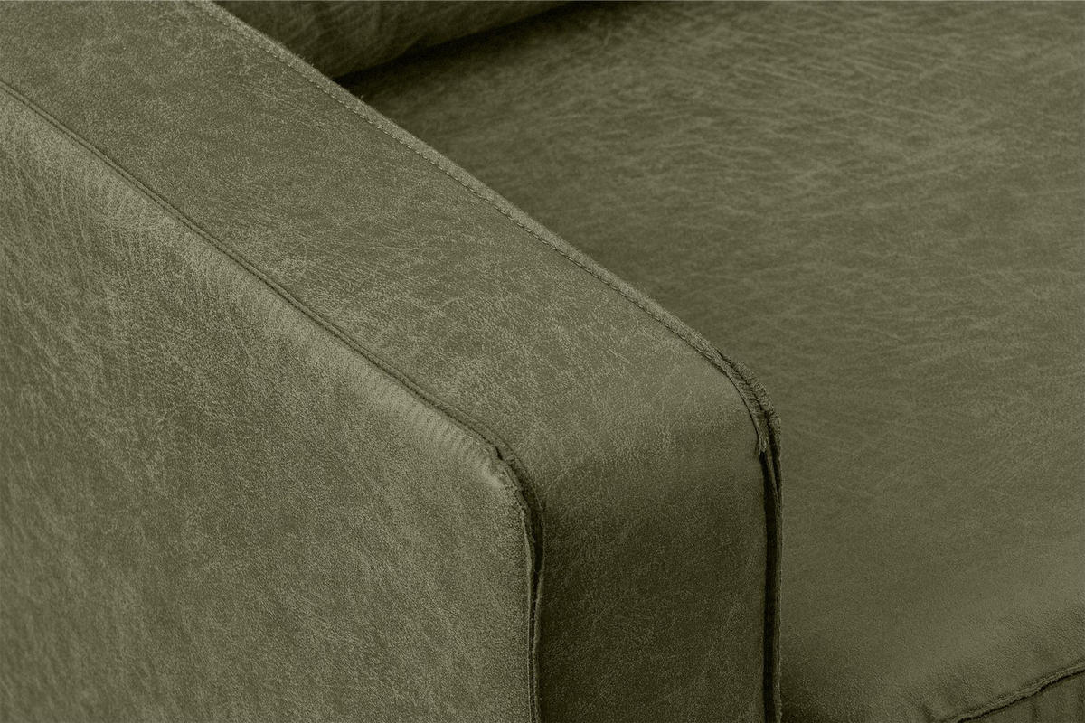 ECKSOFA-RECHTS INVIA mit Armlehnen vintage, Lederoptik-Stoff, grün - Schwarz/Grün, Textil (234/160cm) - KONSIMO®