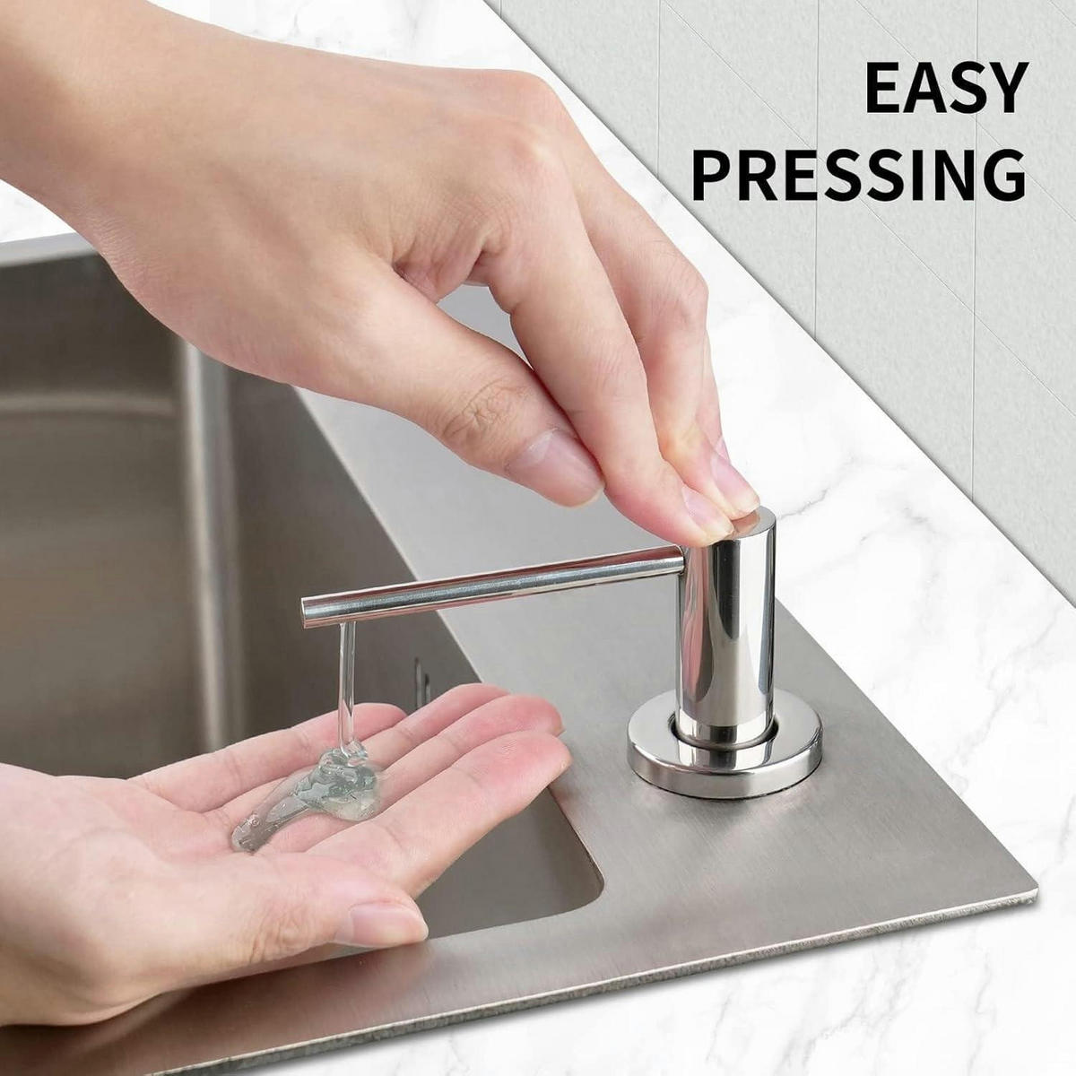SPÜLMITTELSPENDER mit Edelstahlpumpe 500 ml poliert - Silberfarben, Metall (6/32/9.5cm)