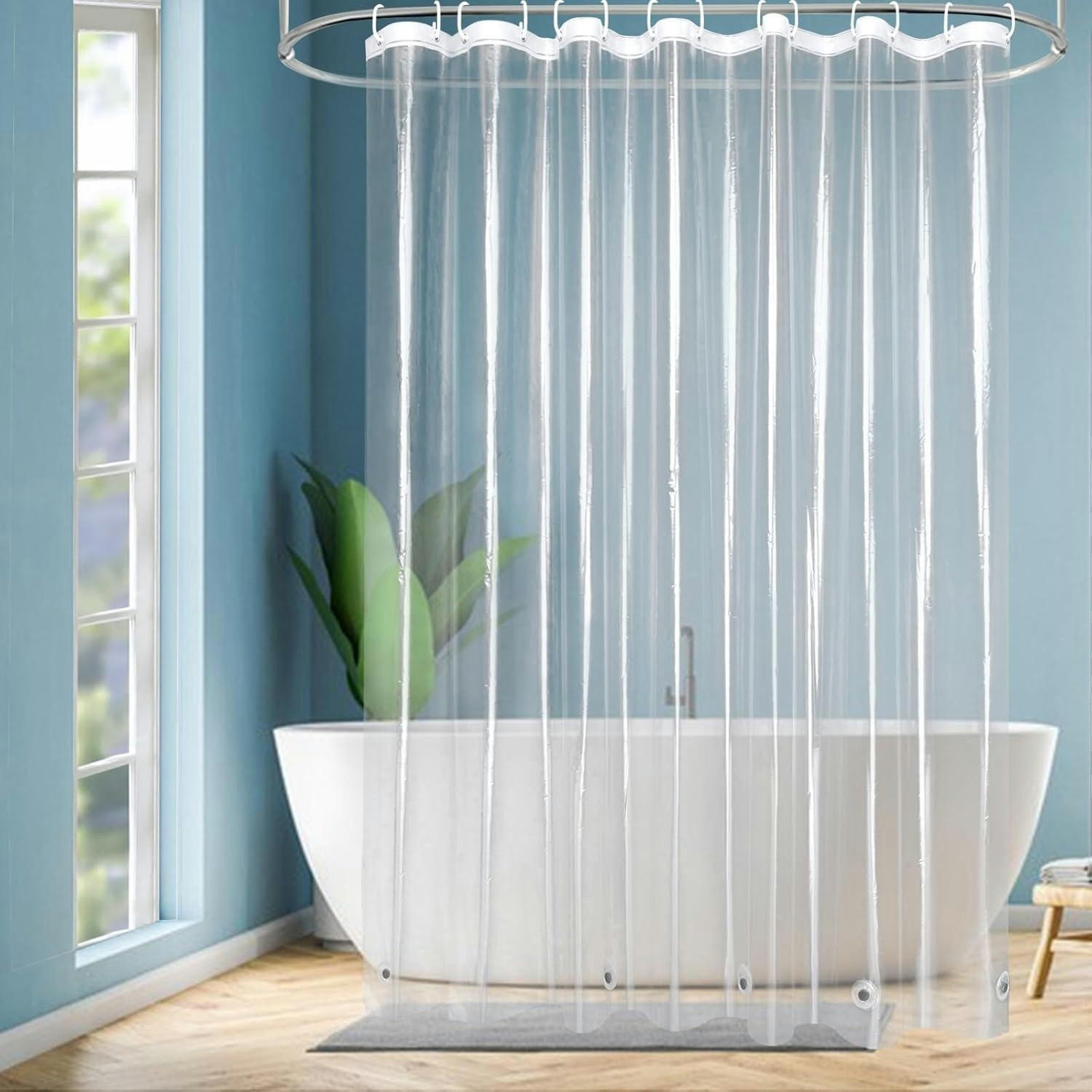 DUSCHVORHANG Transparent 200 x 200 cm Wasserdicht mit Magneten - Transparent, Kunststoff (200/200cm)