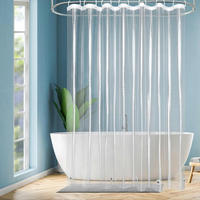 DUSCHVORHANG Transparent 200 x 200 cm Wasserdicht mit Magneten - Transparent, Kunststoff (200/200cm)