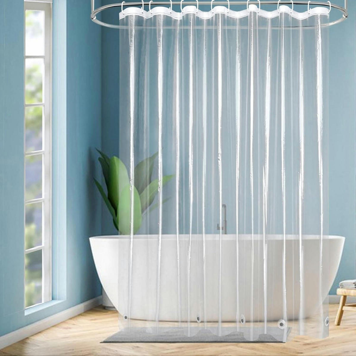 DUSCHVORHANG Transparent 200 x 200 cm Wasserdicht mit Magneten jetzt nur online ➤