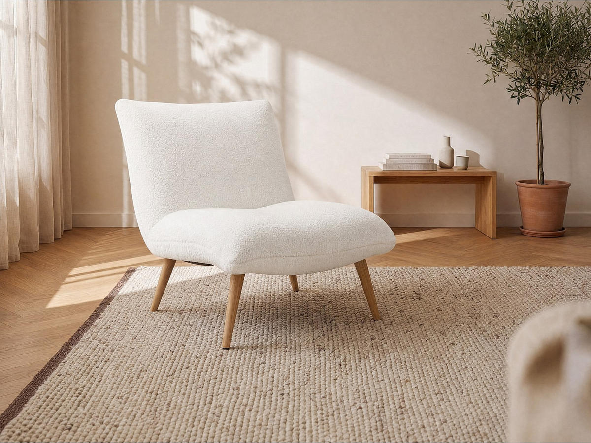 SESSEL mit gerader Rückenlehne - 1 Person - Stoff, Stoff - Weiß - - Weiß, Textil (77/81/90cm) - Vente-Unique