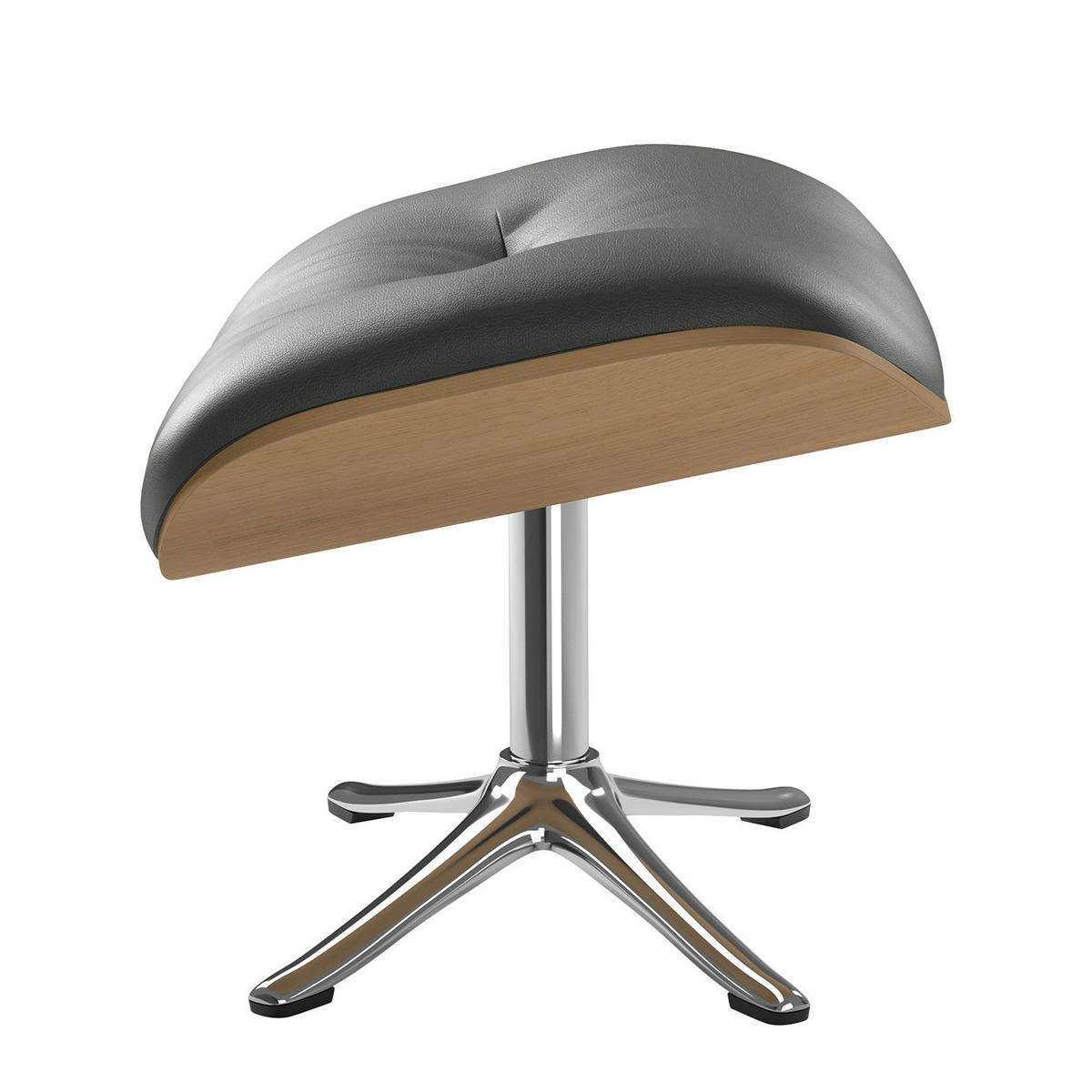 POLSTERHOCKER - Chromfarben/Grau, Leder/Metall (44/39/42cm) - home24