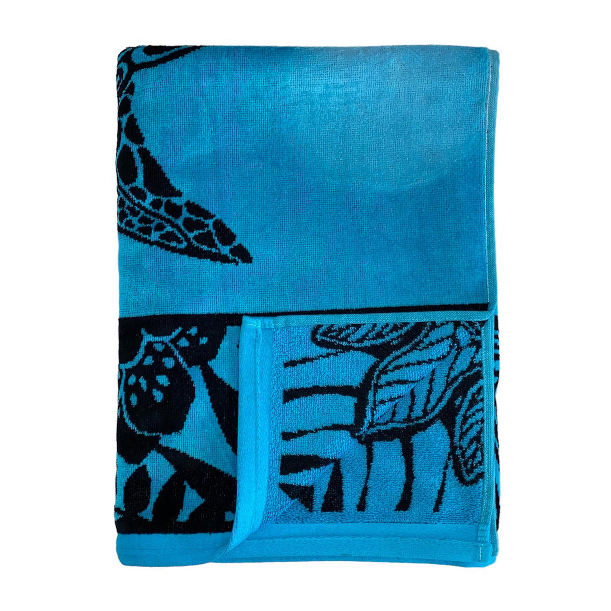 STRANDTUCH Frottee Velours Jacquard Blau 90x170 400g/m² - Lagao - Blau, Textil (90/170cm) - LE COMPTOIR DE LA PLAGE