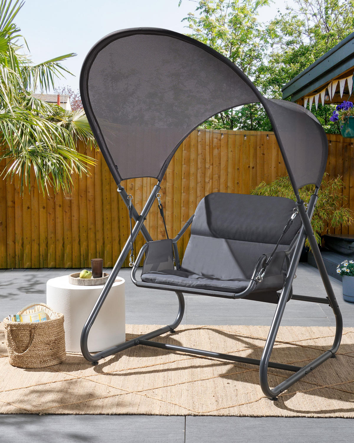 HOLLYWOODSCHAUKEL Grau Solagna - Grau, Metall (114/182/117cm) - Beliani