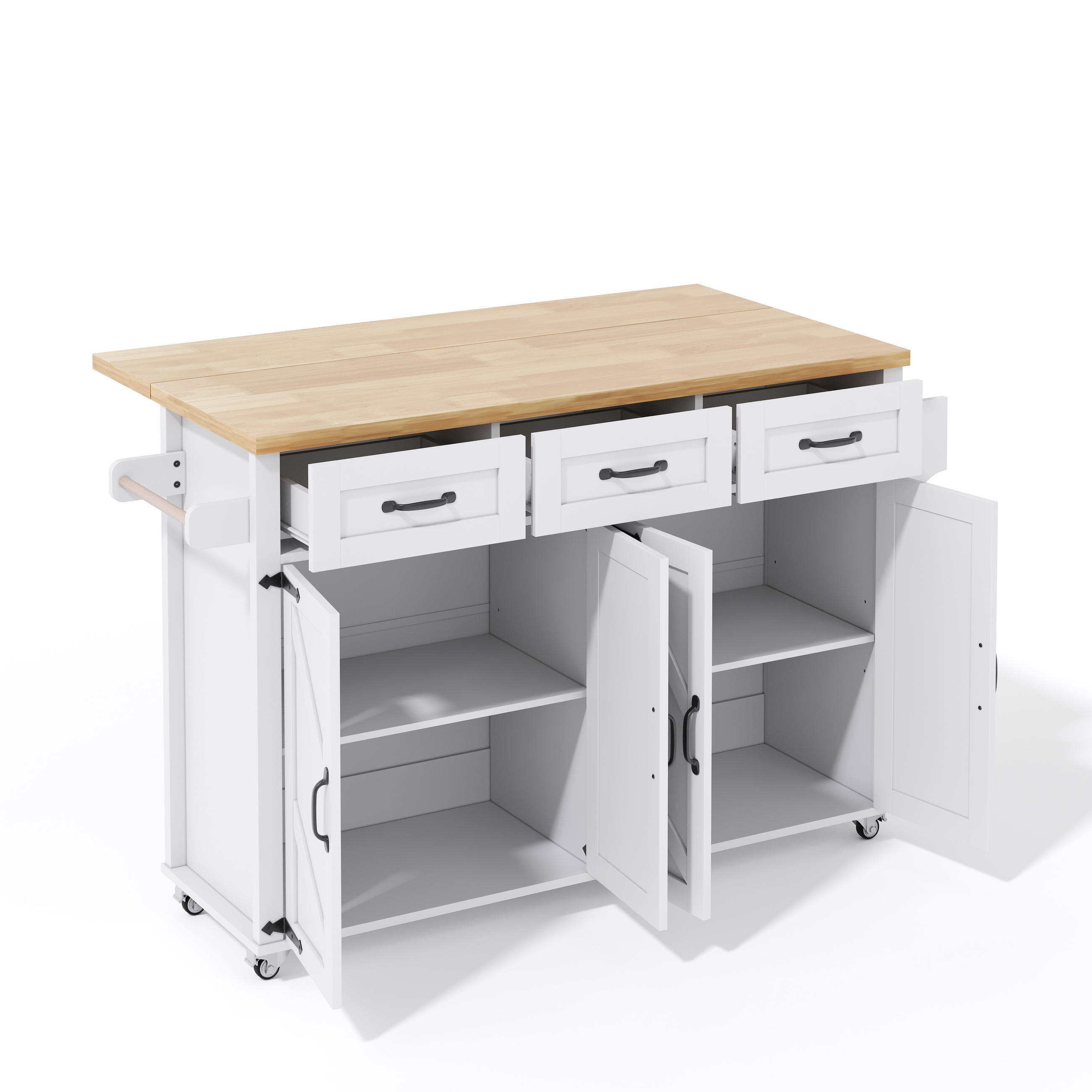 KÜCHENINSEL 140x43/70x90,5 cm mit 4 Türen und 3 Schubladen, Weiß - Weiß, Holzwerkstoff (140/90.5/70cm)