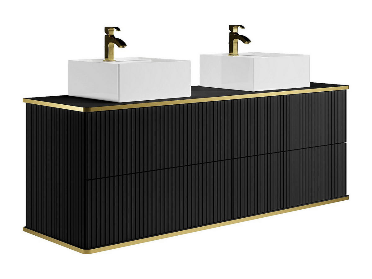 DOPPELWASCHTISCH - 150 cm x 47 cm - Holz, Platte - Schwarz - KELIZA - Schwarz, Holz (150/54/47cm) - Vente-Unique