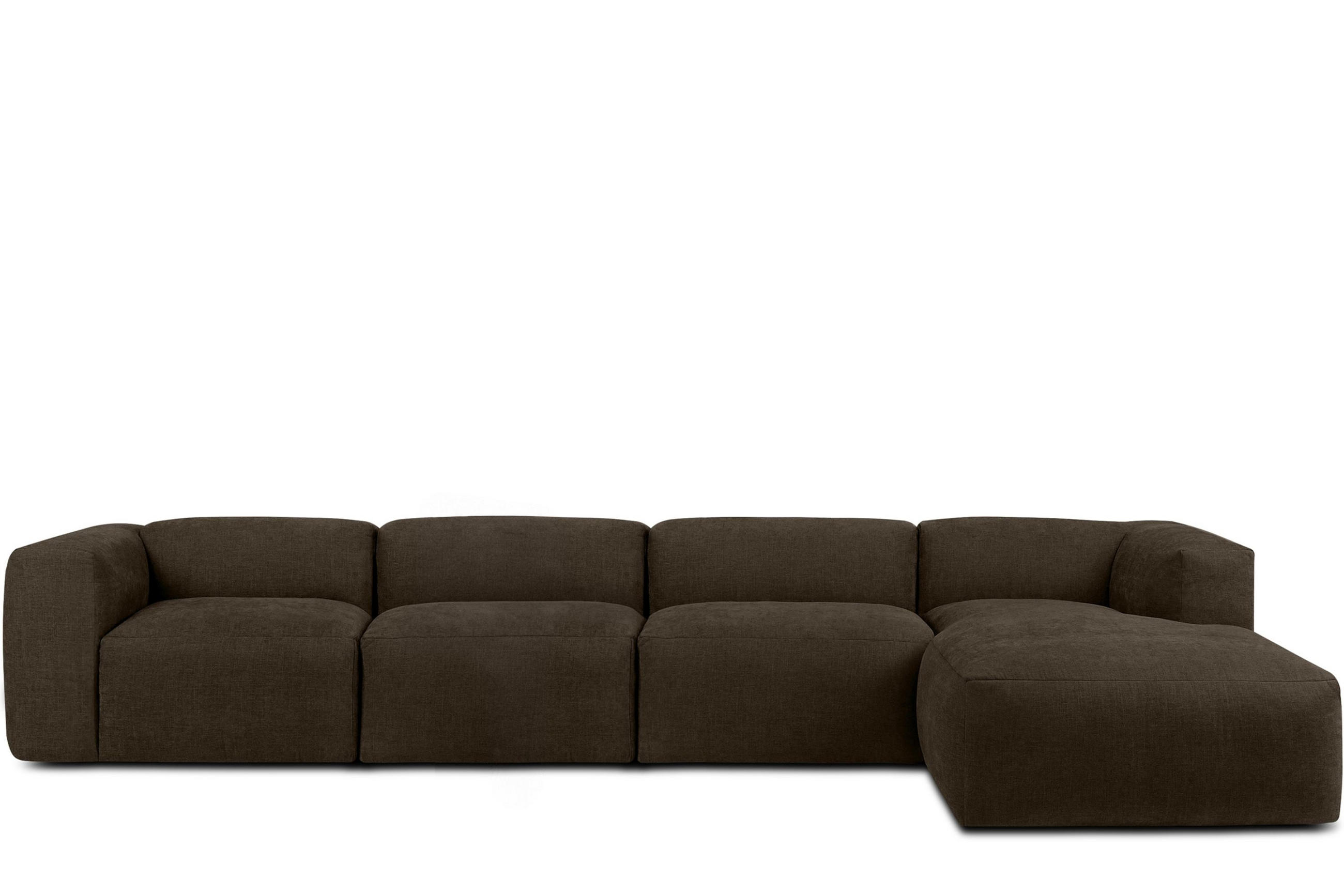 ECKMODULSOFA-RECHTS BUFFO 6-Sitzer mit extrem weicher Sitzfläche, Gewebestoff, braun - Braun, Textil (377/180cm) - KONSIMO®