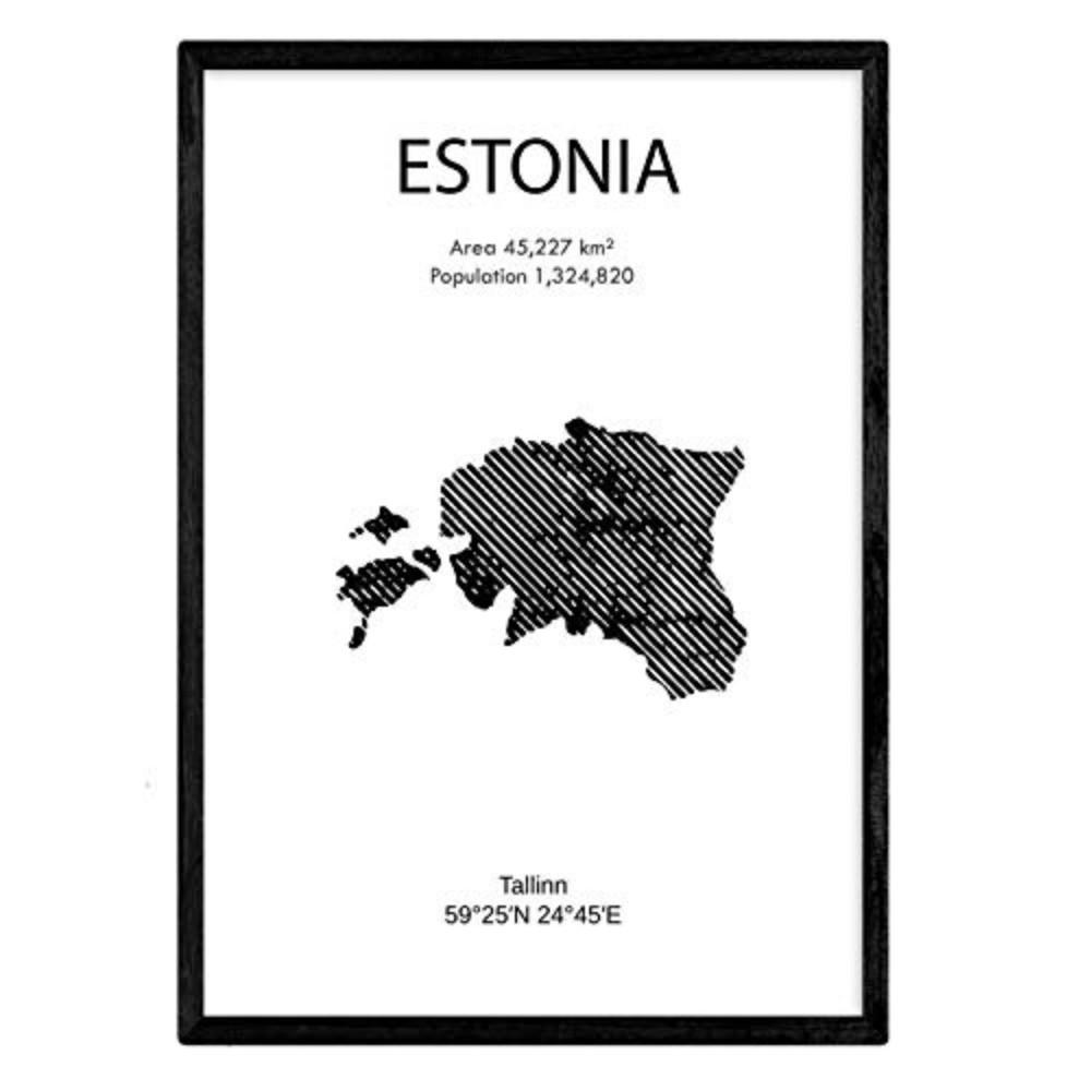POSTER Country Map – Estonia A3 Rahmenlos - Klar, Papier (29.7/5/42cm) - Nacnic