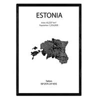 POSTER Country Map – Estonia A3 Rahmenlos - Klar, Papier (29.7/5/42cm) - Nacnic