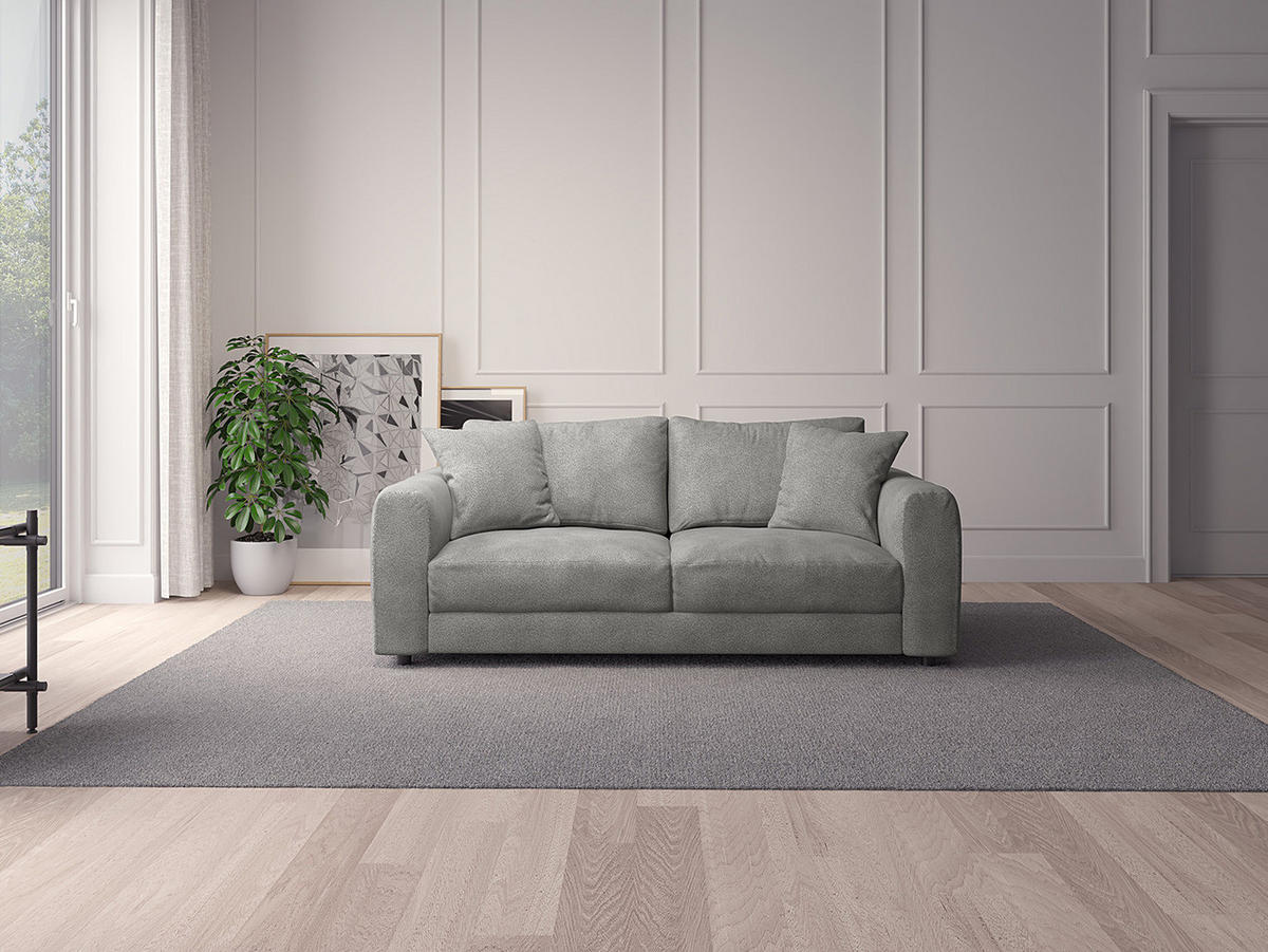 2,5-SITZER SOFA - Schwarz/Grau, Kunststoff/Textil (189/79/106cm) - home24