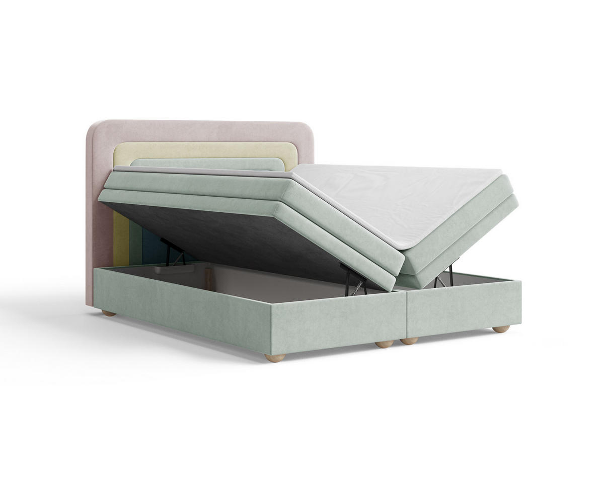 BOXBETT - Bett 10 NEST - Riviera - 140x200 cm - Modernes Polsterbett mit Bettkasten - Multicolor, Holz (140/200cm) - ROYAL24_MARKT