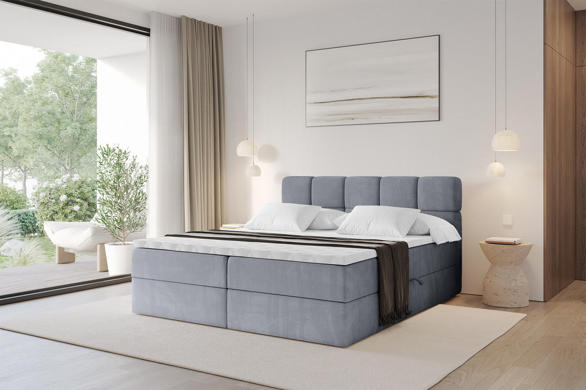 BOXBETT mit Matratze H4 - FAMA - 120x200 cm Grau Casablanca - Grau, Holzwerkstoff (120/200cm) - ALTDECOR