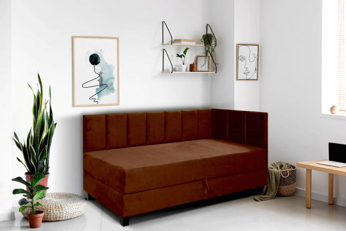 BOXBETT Kinderbett Eryk 90x200 cm mit Matratze und Bettkasten, rechts, braun - Braun, Kunststoff (90/200cm) - Margaret Hadas24