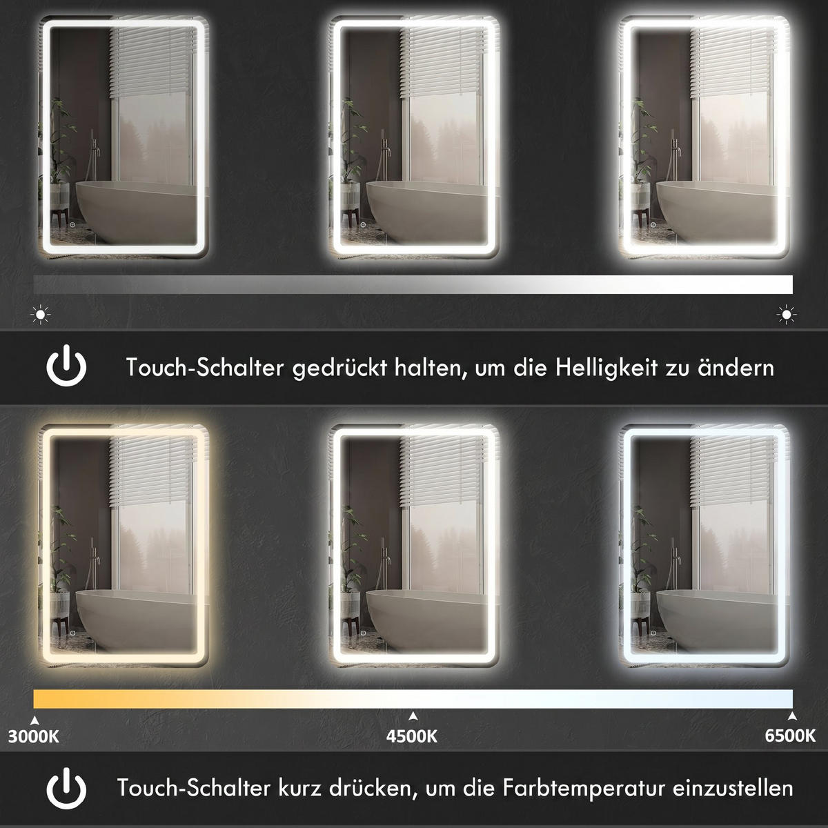 BADSPIEGEL Hartglas Silber - Silberfarben, Glas (4/100/70cm) - HOMCOM