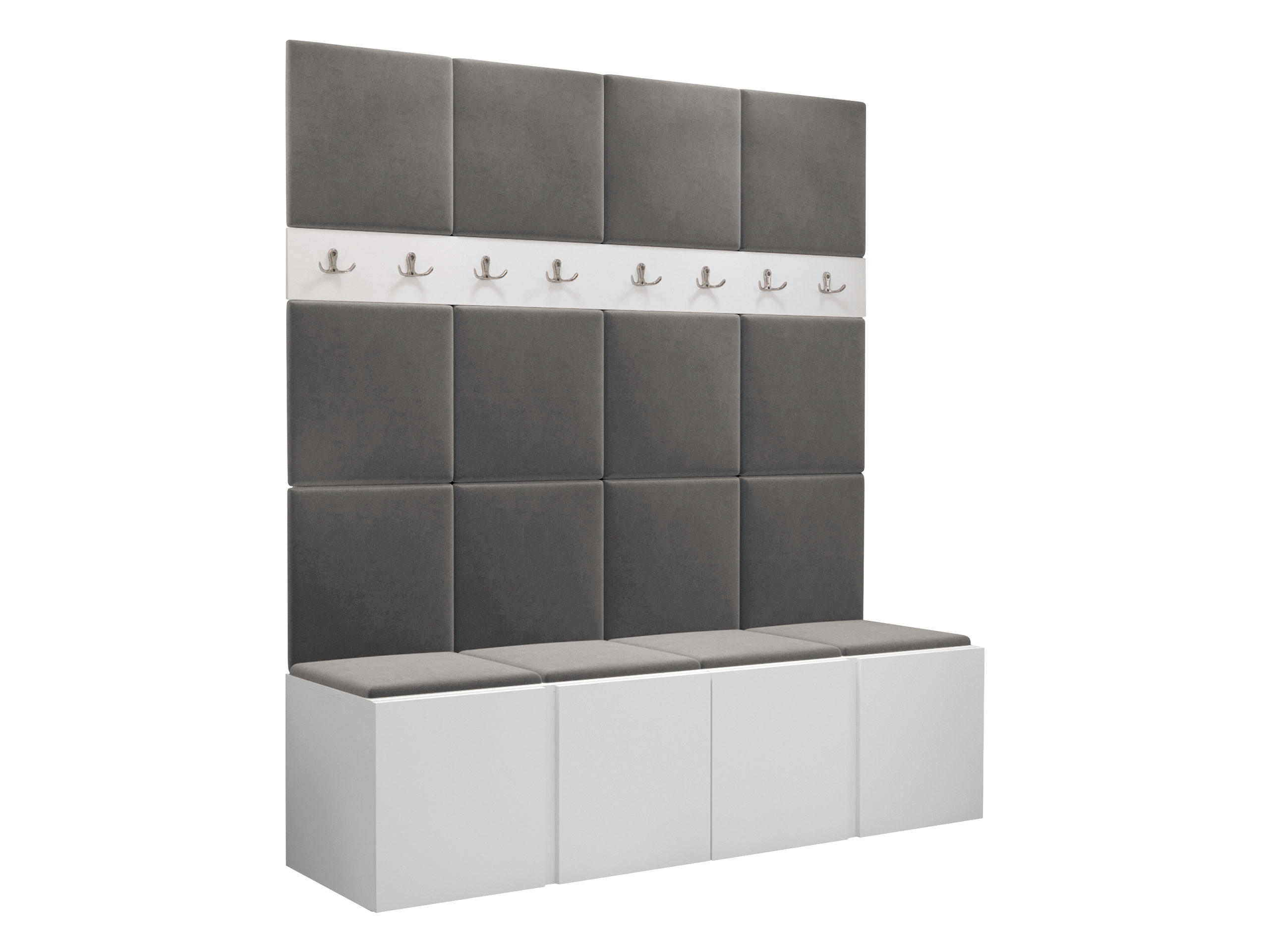 GARDEROBEN-SET Orion V - Weiß/Grau, Holzwerkstoff/Kunststoff (168/186/46cm) - MIRJAN24