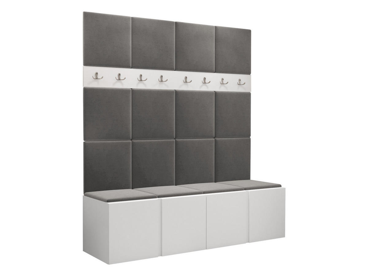 GARDEROBEN-SET Orion V - Weiß/Grau, Holzwerkstoff/Kunststoff (168/186/46cm) - MIRJAN24