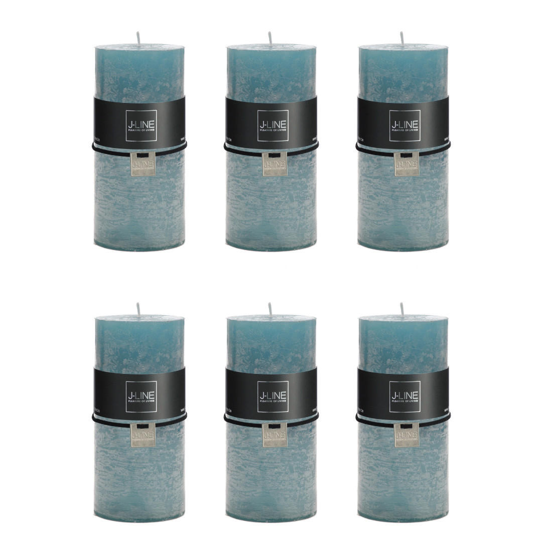 DUFTKERZE ZART - Blau - L - 52 Std. - 6er set - Blau, Paraffin (7/15cm) - J-Line