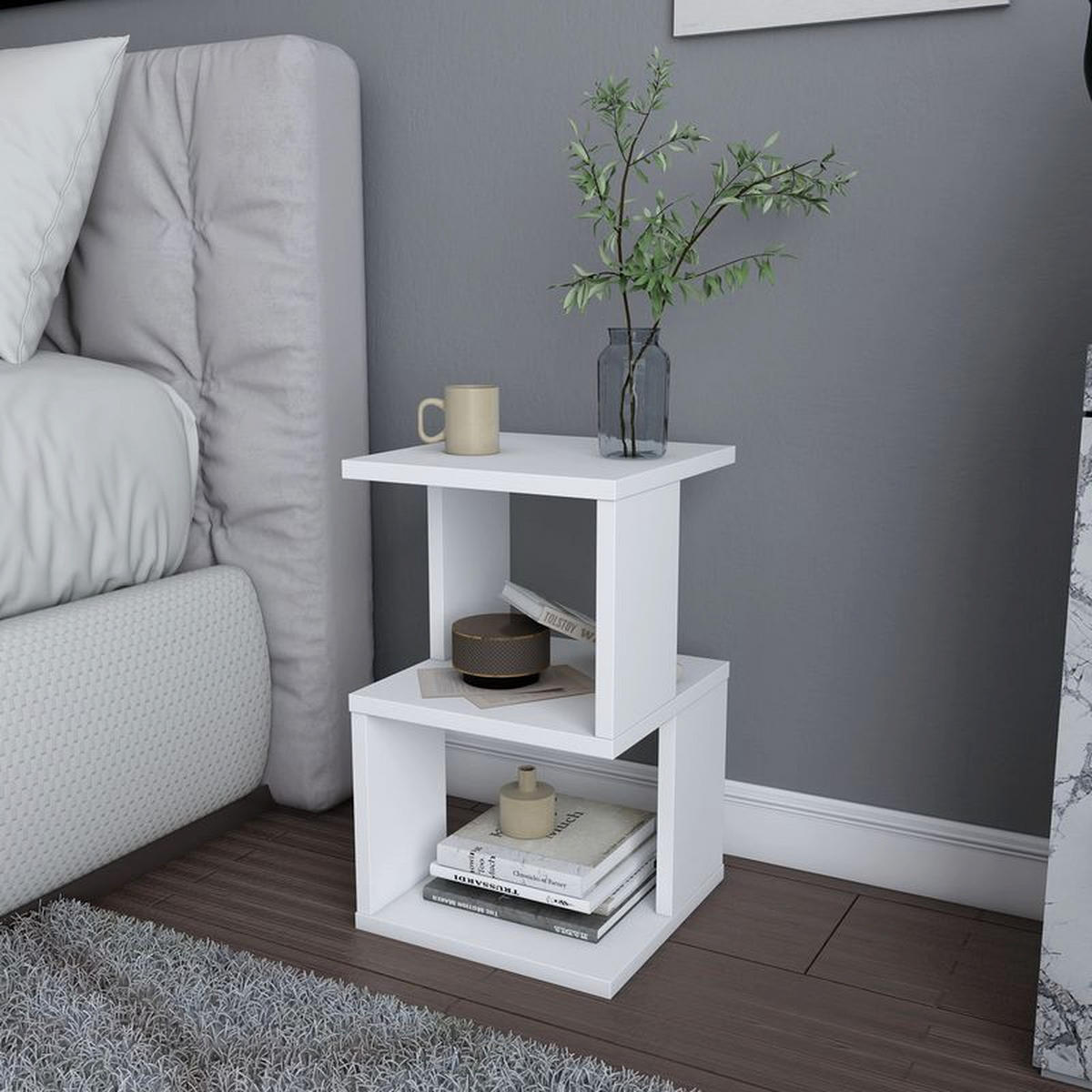 NACHTTISCH Carter Weiß - Weiß, Holzwerkstoff (29.5/49/29.5cm) - Decorotika