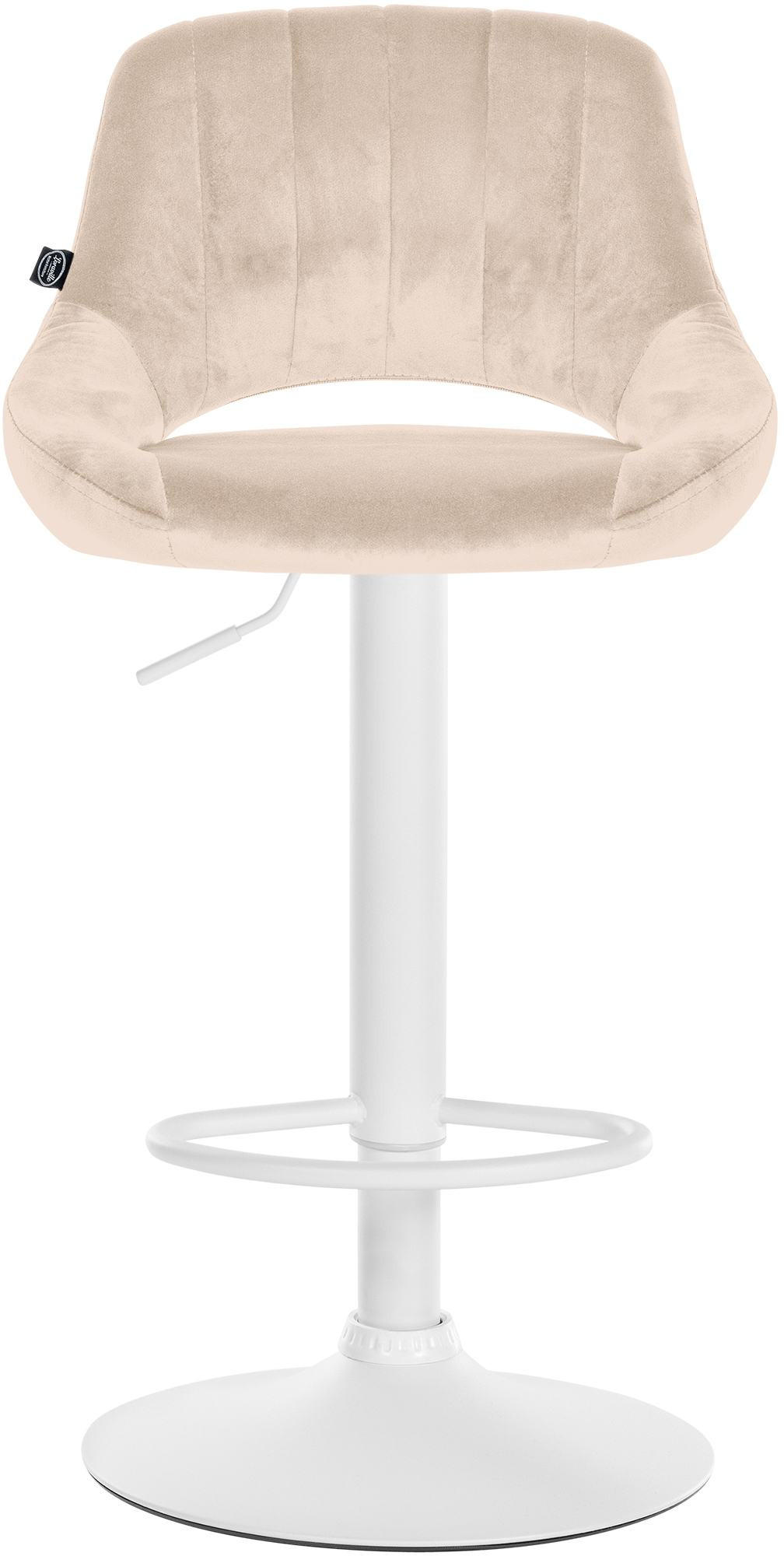 BARHOCKER 2er Set Samt creme - Creme/Weiß, Textil (47/85/48cm) - CLP