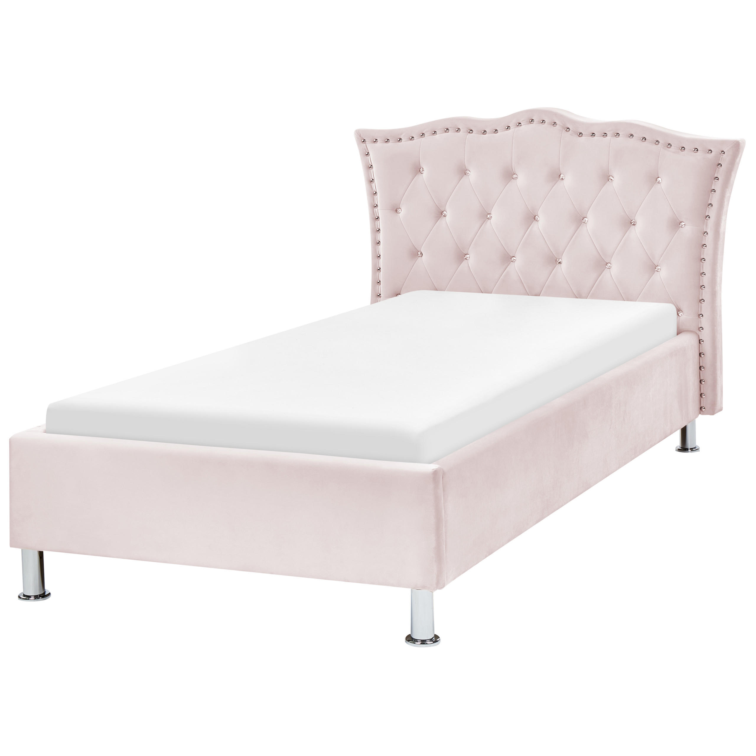 BETT 90/200cm Pastellrosa Metz - Pink, Textil (90/200cm) - Beliani