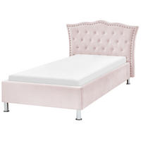 BETT 90/200cm Pastellrosa Metz - Pink, Textil (90/200cm) - Beliani