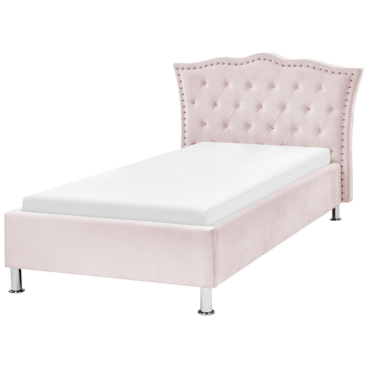 BETT 90/200cm Pastellrosa Metz - Pink, Textil (90/200cm) - Beliani