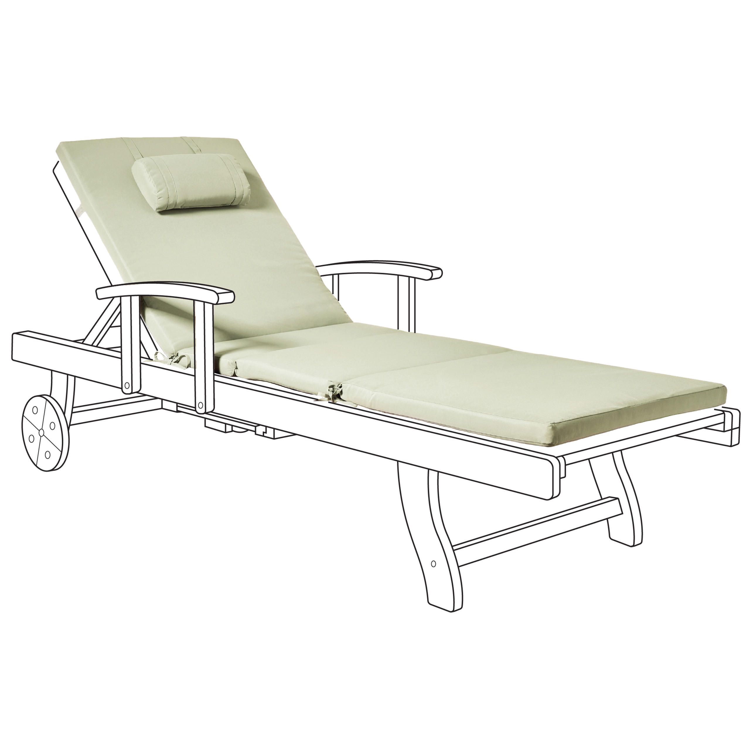 LIEGENAUFLAGE Grün 58/189 cm Toscana/Java/Amantea Premium - Grün, Textil (189/5/58cm) - Beliani