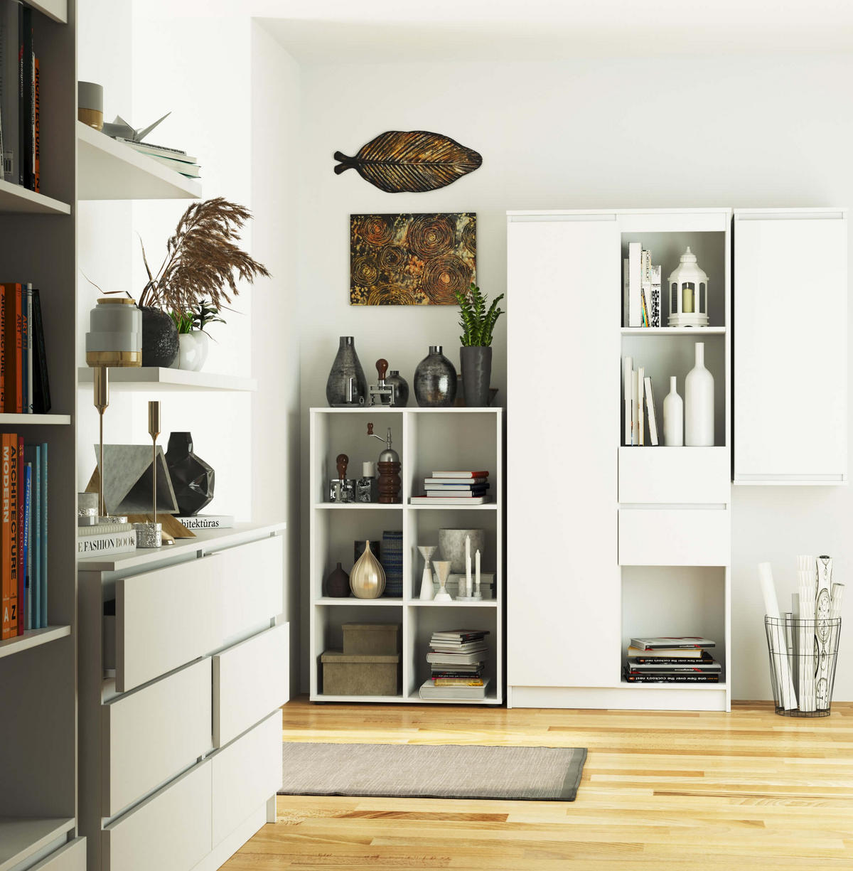 REGAL QUAD Weiß 70,5x109x33 cm - Weiß, Holzwerkstoff (70.5/109/33cm) - Akord